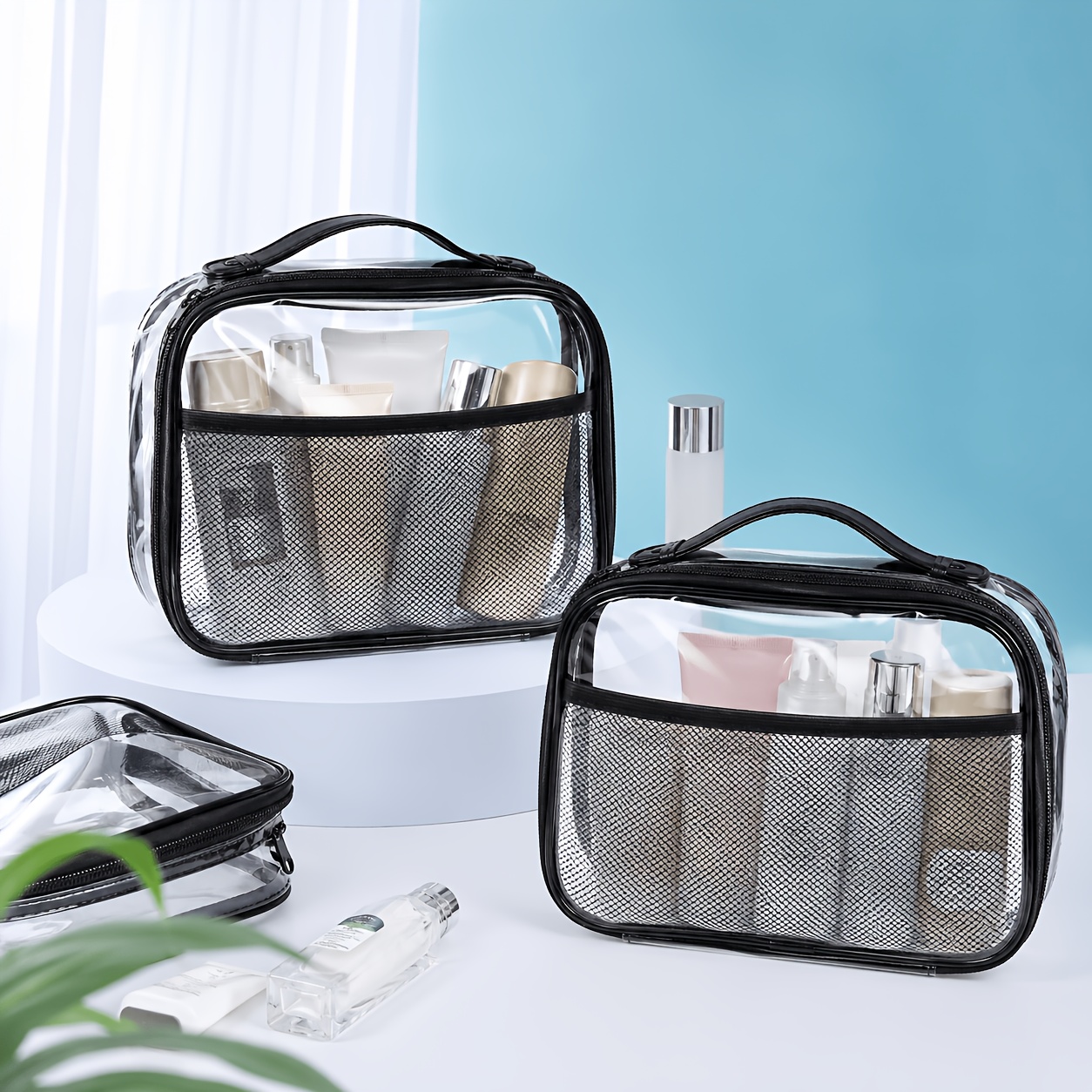 Skincare D'Alba - Tas Kosmetik Transparan, Kantong Organizer Makeup