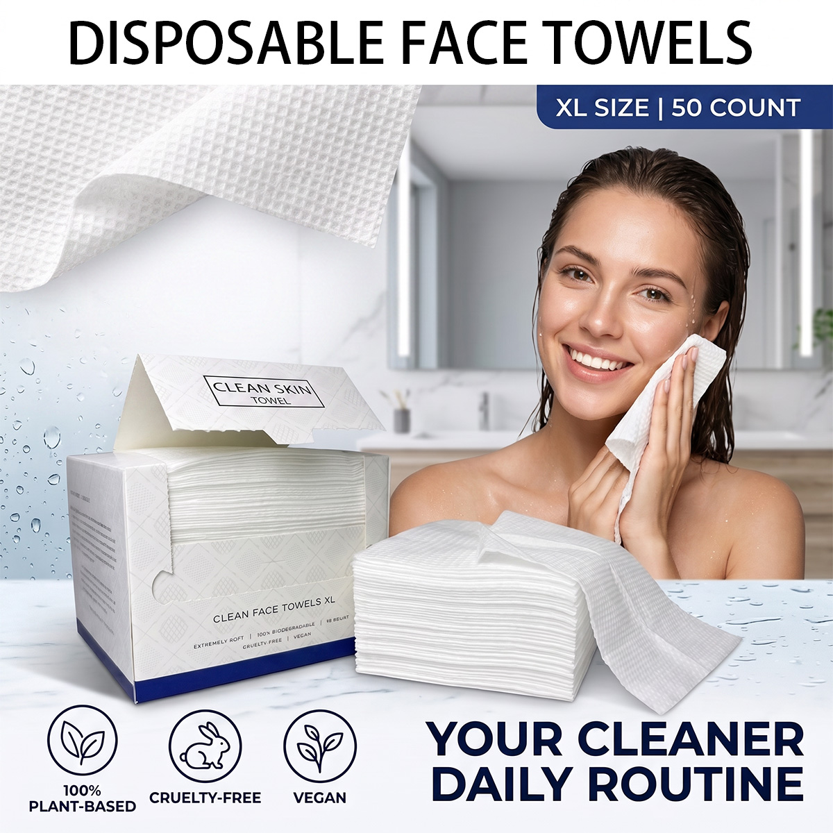 50Pcs/Box Handuk Wajah Sekali  - Xl Skincare ulasan dan harga
