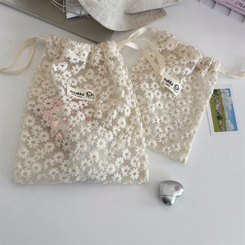 Tas Makeup Tali Serut Bordir R - Skincare D'Alba ulasan dan harga