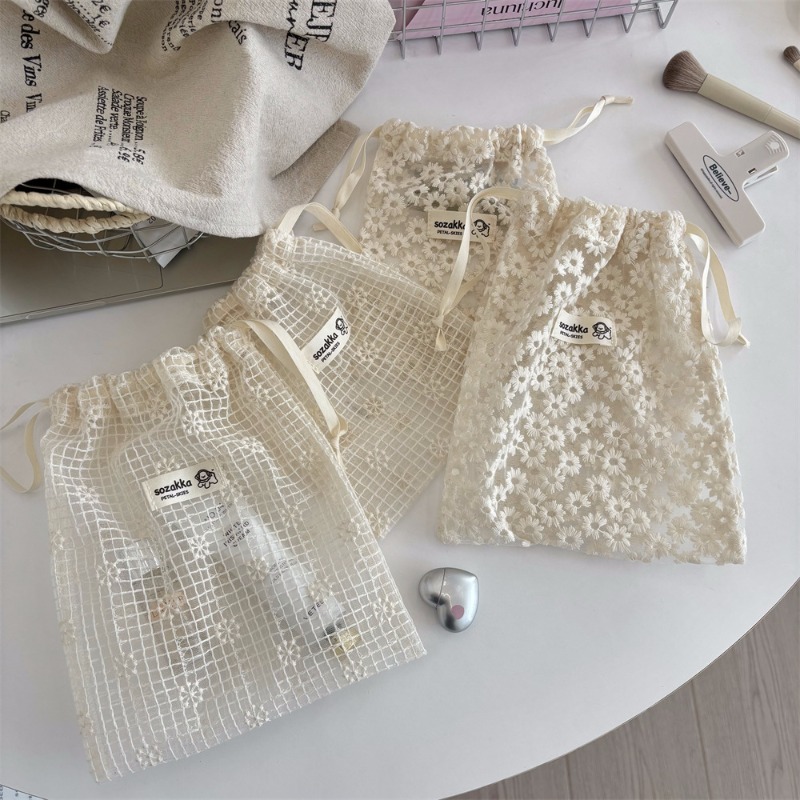 Tas Makeup Tali Serut Bordir R - Skincare D'Alba ulasan dan harga