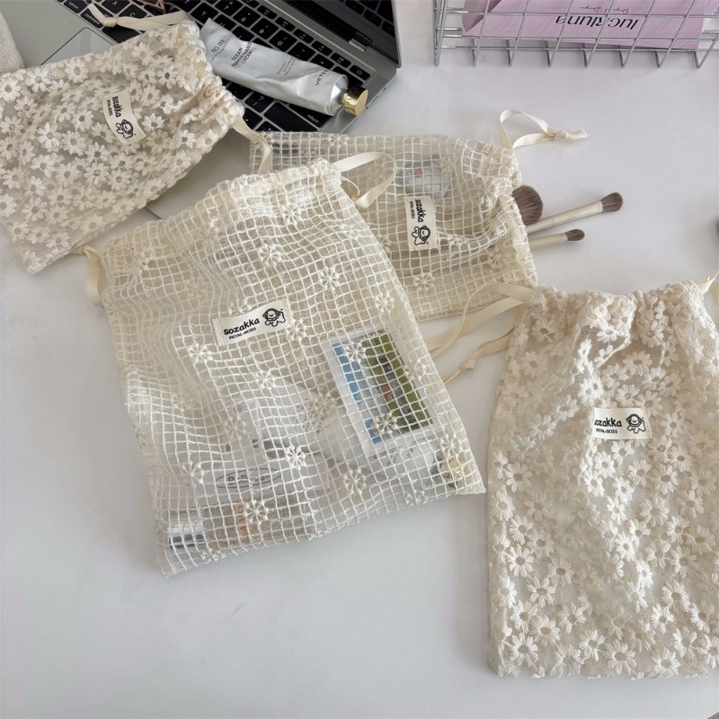 Tas Makeup Tali Serut Bordir R - Skincare D'Alba ulasan dan harga
